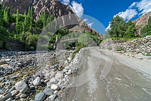 Hanging Bridge in Turtuk Viilage - Landscape of Nubra Valley in Leh Ladakh, Jammu and Kashmir, India