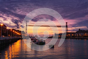 Hanging bridge of Vizcaya at night
