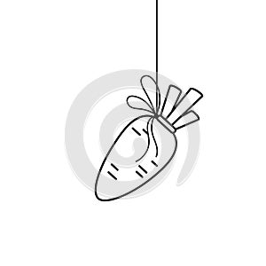 Hanging carrot outline motivation concept vector illustration