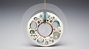 Hanging Ceramic Ornament With Blue And White Circles