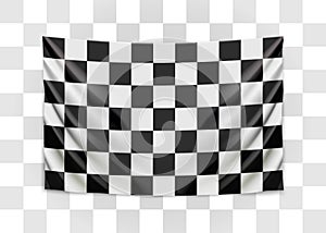 Hanging checkered flag. Race or winner flag concept.