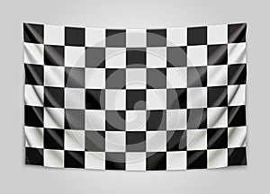 Hanging checkered flag. Race or winner flag concept