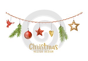 Hanging Christmas decorations composition photo