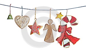 Hanging Christmas decorations sisolated