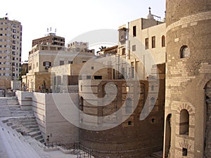 Hanging church ruins ancient historic christian in old Cairo roman ancient Cairo Egypt