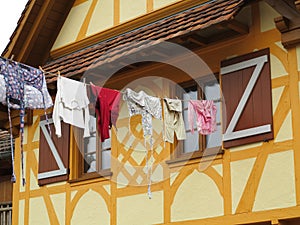 Hanging clothes at Fachwerkhaus