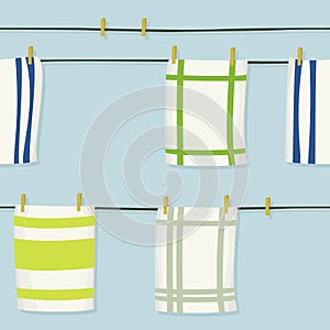 Hanging cloths on clothesline