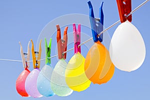 Hanging colored balloons