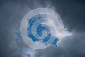 Hanging dark lead and heavy clouds against the background