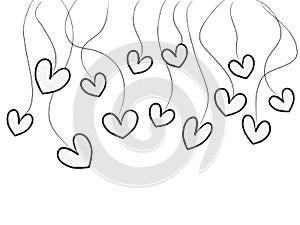 Hanging decorative hearts line art