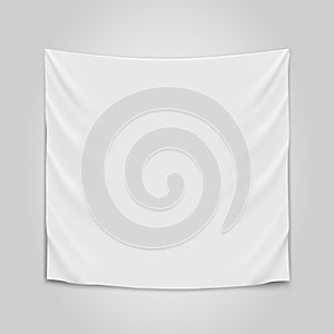 Hanging empty white cloth. Blank flag concept.