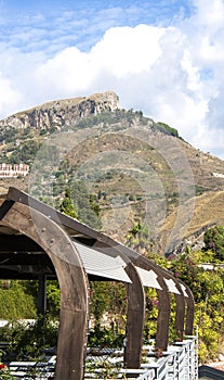 Hanging garden in the mountains of Taormina, Sicily, Italy