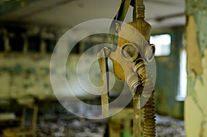 Hanging gas mask - school in Pripyat