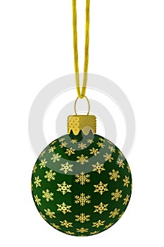 Hanging Green and Gold Snowflake Ornament