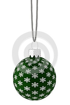 Hanging Green and Silver Snowflake Ornament