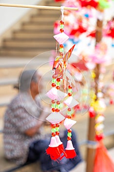 Hanging handicraft carp fish: popular toy for kids in Thailand