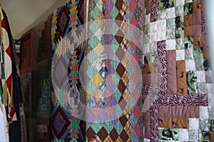 Hanging hanging Amish handmade quilts