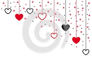 Hanging hearts background. Vector background illustration. Valentines day banner background. Stock vector