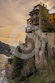 Hanging houses on the heights of the Huecar River gorge in the medieval city of Cuenca. Europe Spain photo