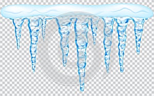 Hanging icicles with snow