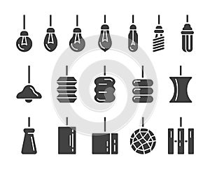 Hanging lamp icon set