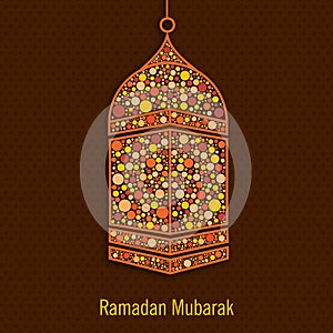 Hanging lamp for Muslims holy month Ramadan Kareem celebration.