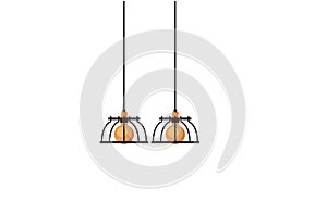 Hanging lamp stylish appliance, lighting device. Modern chandeliers with metal or glass plafond