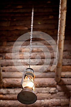 Hanging Lantern outside of cabin