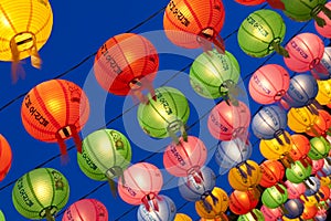 Hanging lanterns for celebrating Buddhas birthday photo