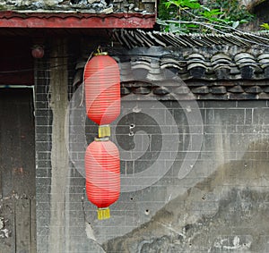 Hanging lanterns at Fenghuang Ancient Town in Hunan, China