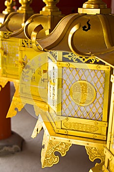 Hanging lanterns at Kasuga Shrine in Nara, Japan