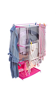 Hanging Laundry on Pink Rack Stand