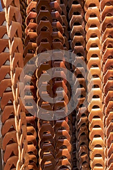 Hanging leather belts in a store