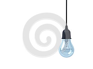 Hanging Light bulb isolated on white background
