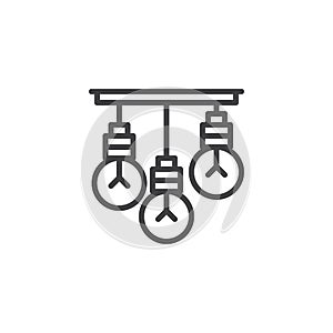 Hanging light bulbs outline icon