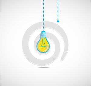 Hanging light bulbs vector illustration background reminding of an idea photo