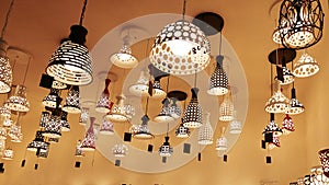 Hanging home lighting in lighting shop photo
