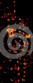 Hanging lights in a dark background