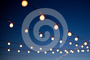 Hanging lights at night