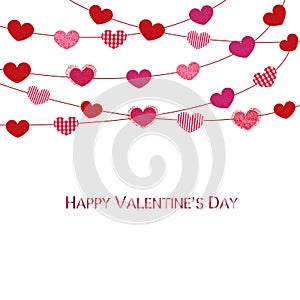 Hanging love Valentine`s Day. Happy Valentine`s day greeting card