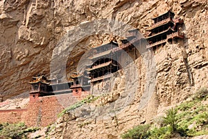 Hanging monastery temple near Datong, China photo