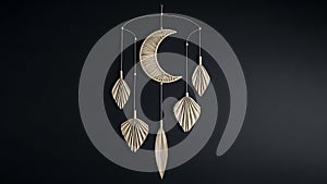 Hanging Moon and Leaf Mobile