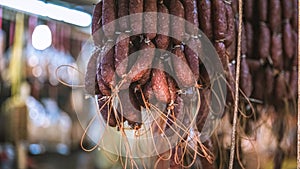 Hanging Naturally Dried Meat Sausage Preservation