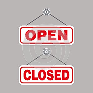Hanging Open and Closed Store Signs Illustration Template Vector