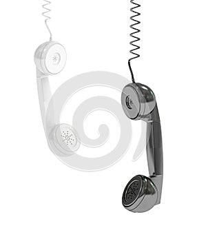 Hanging phone handsets, 3D rendering