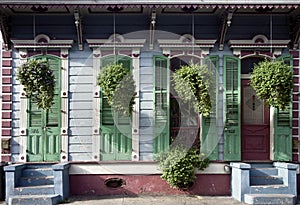 Hanging plants in front of house in New Orleans