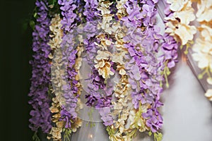 hanging plastic flowers, garland