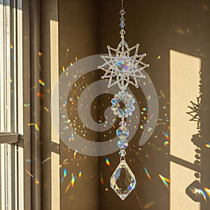 Hanging Prism Sun Catcher with Sparkling Reflections