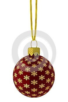 Hanging Red and Gold Snowflake Ornament