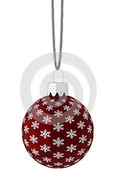 Hanging Red and Silver Snowflake Ornament